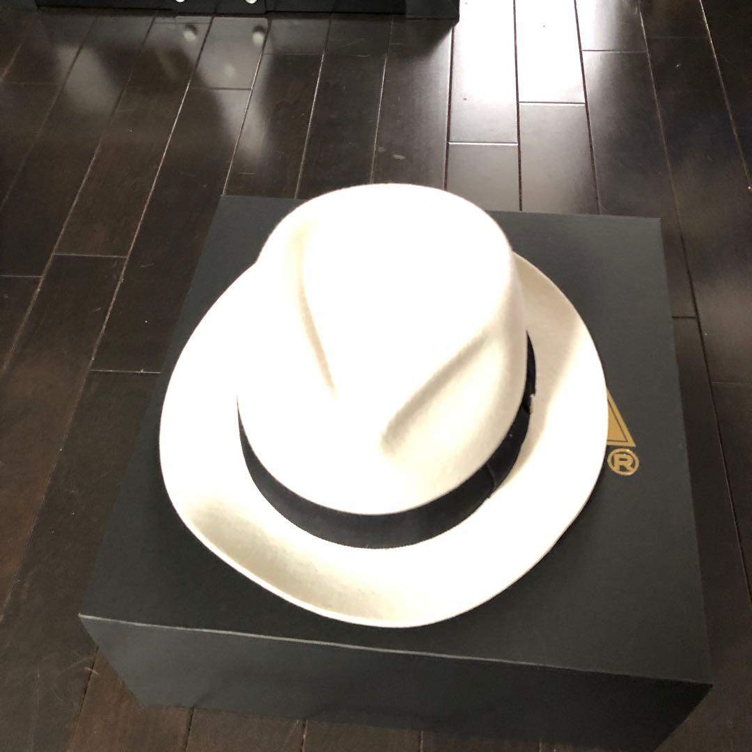 E.YAZAWA ホワイトハット 黒リボン付き