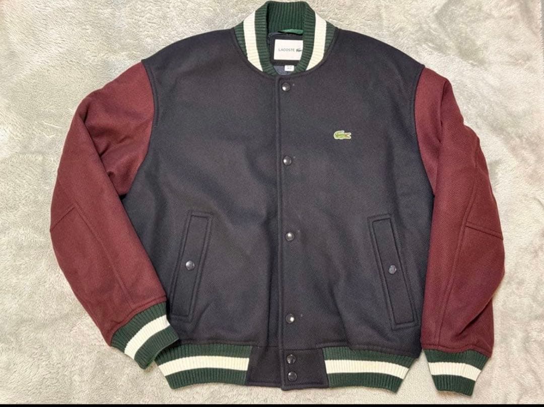 LACOSTE スタジャン ウールブレンド ロゴ ワッペン Mサイズ