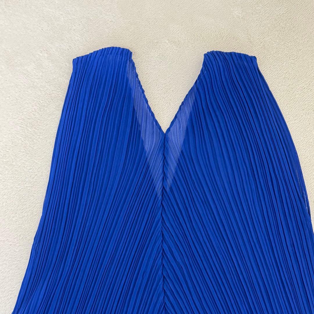 極美品✨ISSEY MIYAKE プリーツ　変形　チュニック　ブルー　Lサイズ