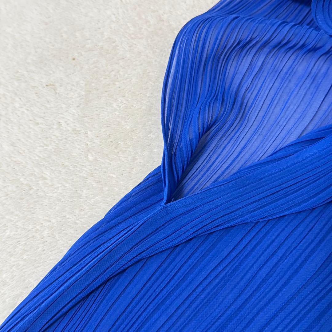 極美品✨ISSEY MIYAKE プリーツ　変形　チュニック　ブルー　Lサイズ