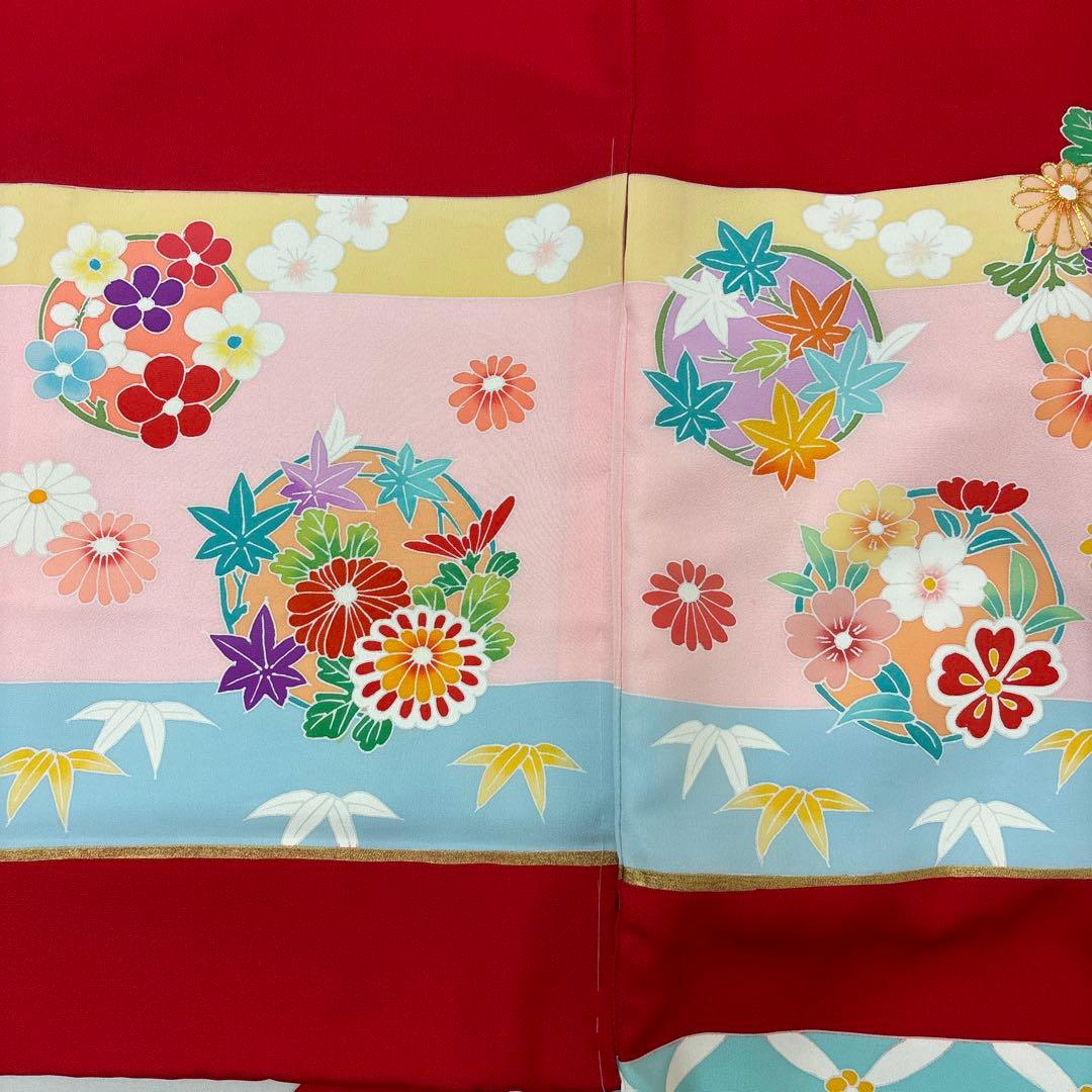 新品☆最高級正絹（祝着）特選京友禅手描き美術特選染刺繍入り王朝横段豪華四季花筏文