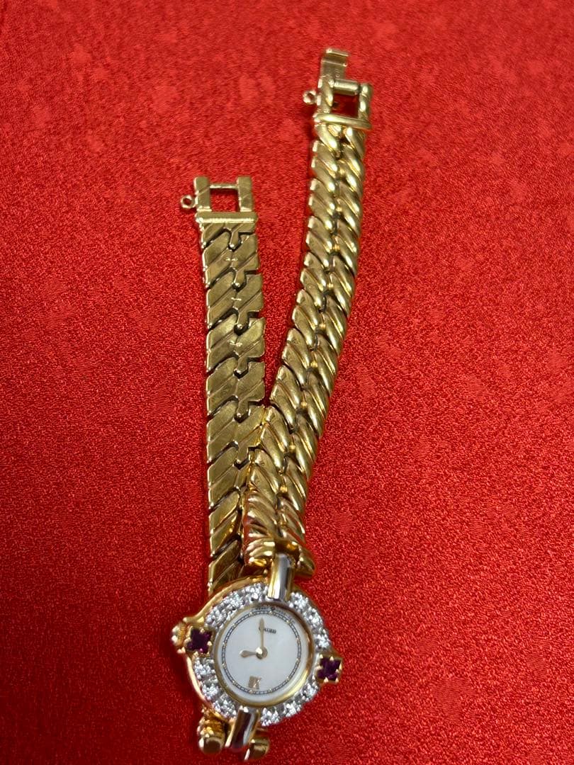 SEIKO エクセリーヌダイヤ　ルビー　ゴールド 宝石付き時計