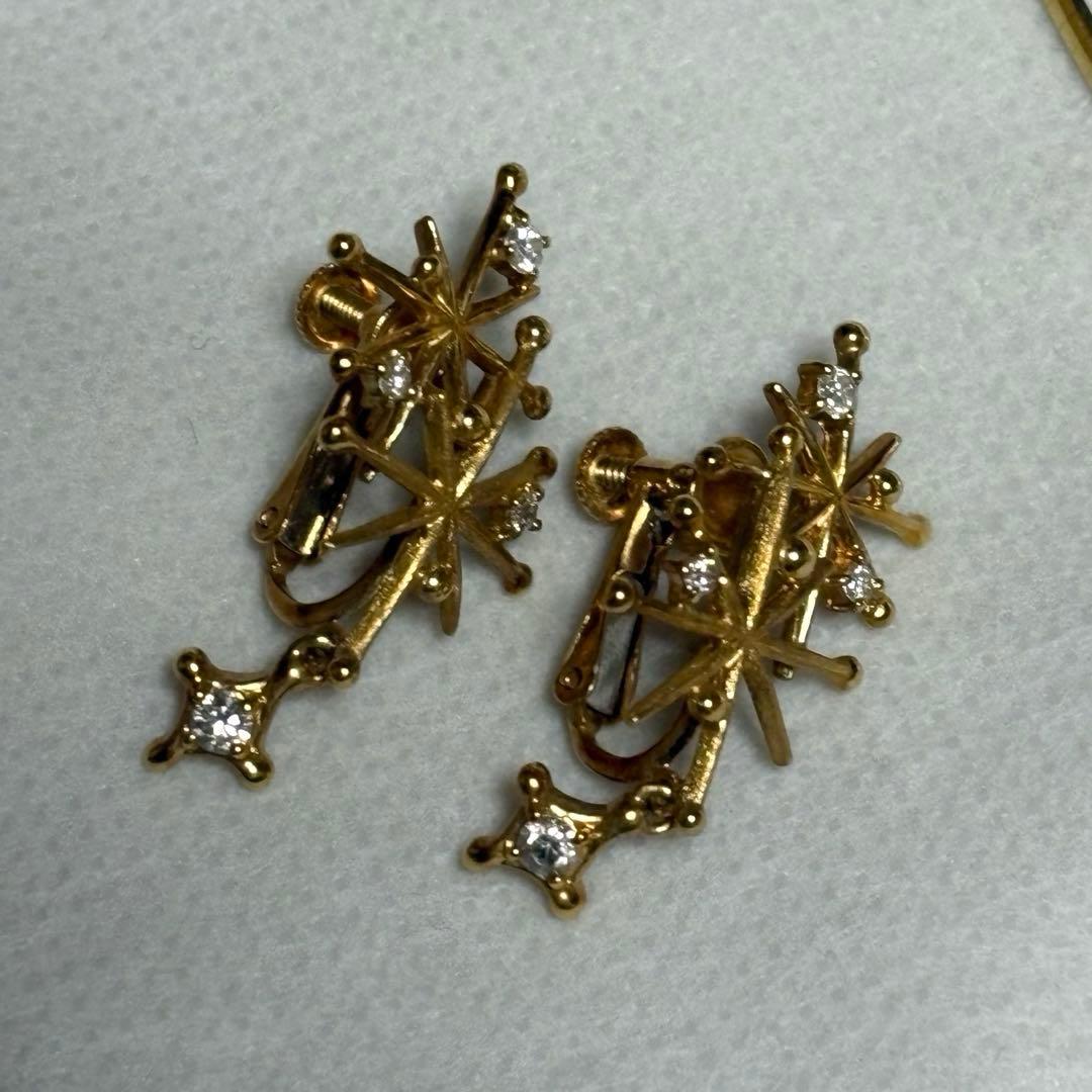 K18 天然ダイヤモンド ネックレス イヤリング セット 鑑定書付き