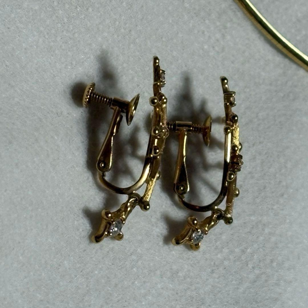 K18 天然ダイヤモンド ネックレス イヤリング セット 鑑定書付き