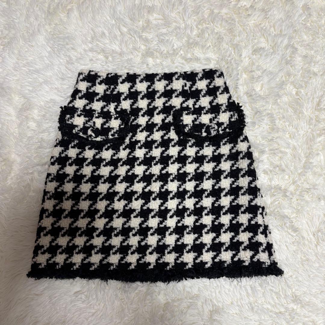 美品 オブリOBLI 千鳥格子ツイードスカート