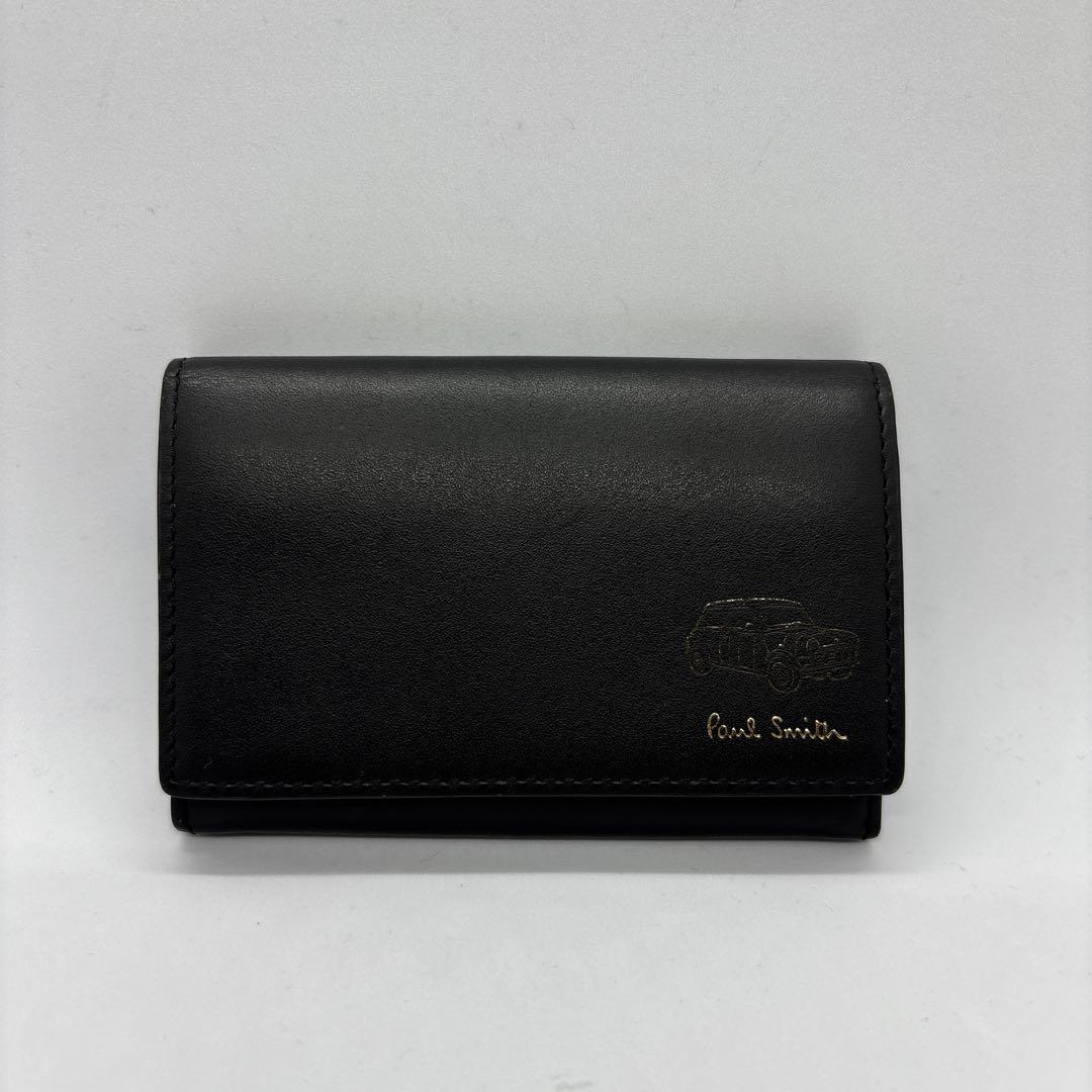 【美品】ポールスミス　名刺入れ　ミニクーパー　マルチストライプ　ブラック　レザー