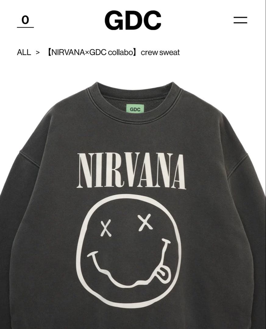 NIRVANA×GDC collabo crew sweat キムタク着用