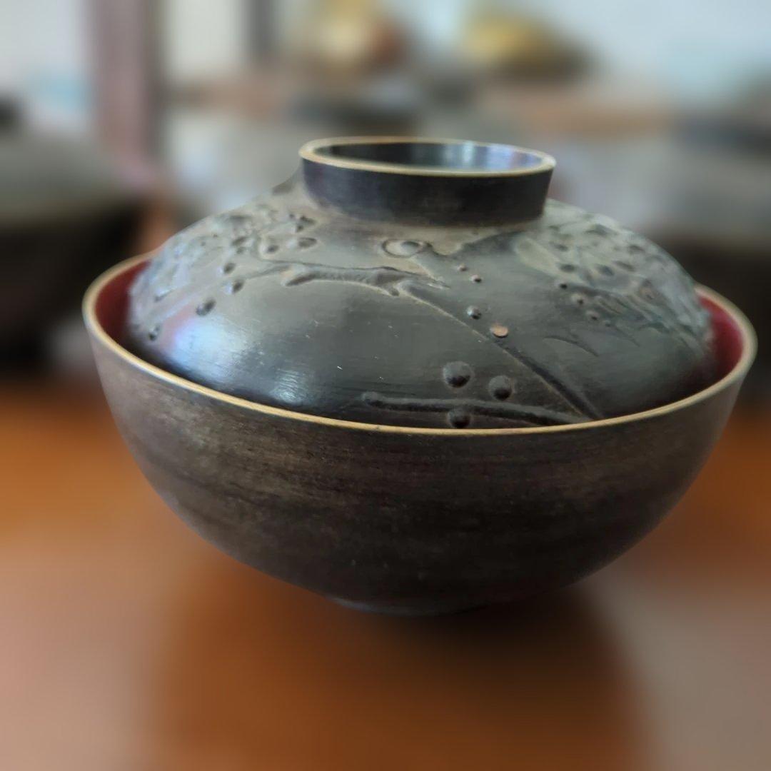 今ちゃん　骨董　お椀　会津塗　鉄錆塗り螺鈿　10つ