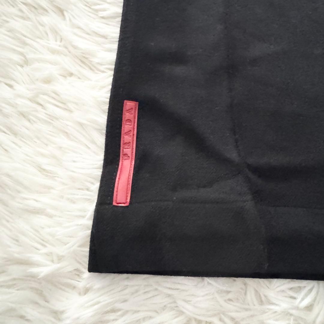 美品✨PRADA SPORT ウールスラックス ブラック　赤ロゴ