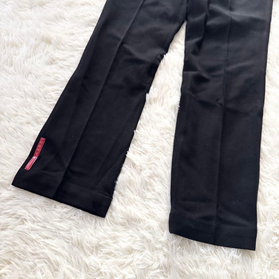 美品✨PRADA SPORT ウールスラックス ブラック　赤ロゴ