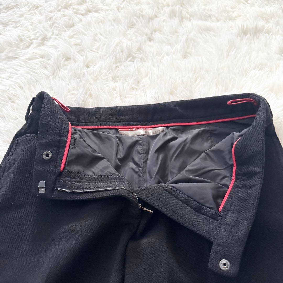 美品✨PRADA SPORT ウールスラックス ブラック　赤ロゴ