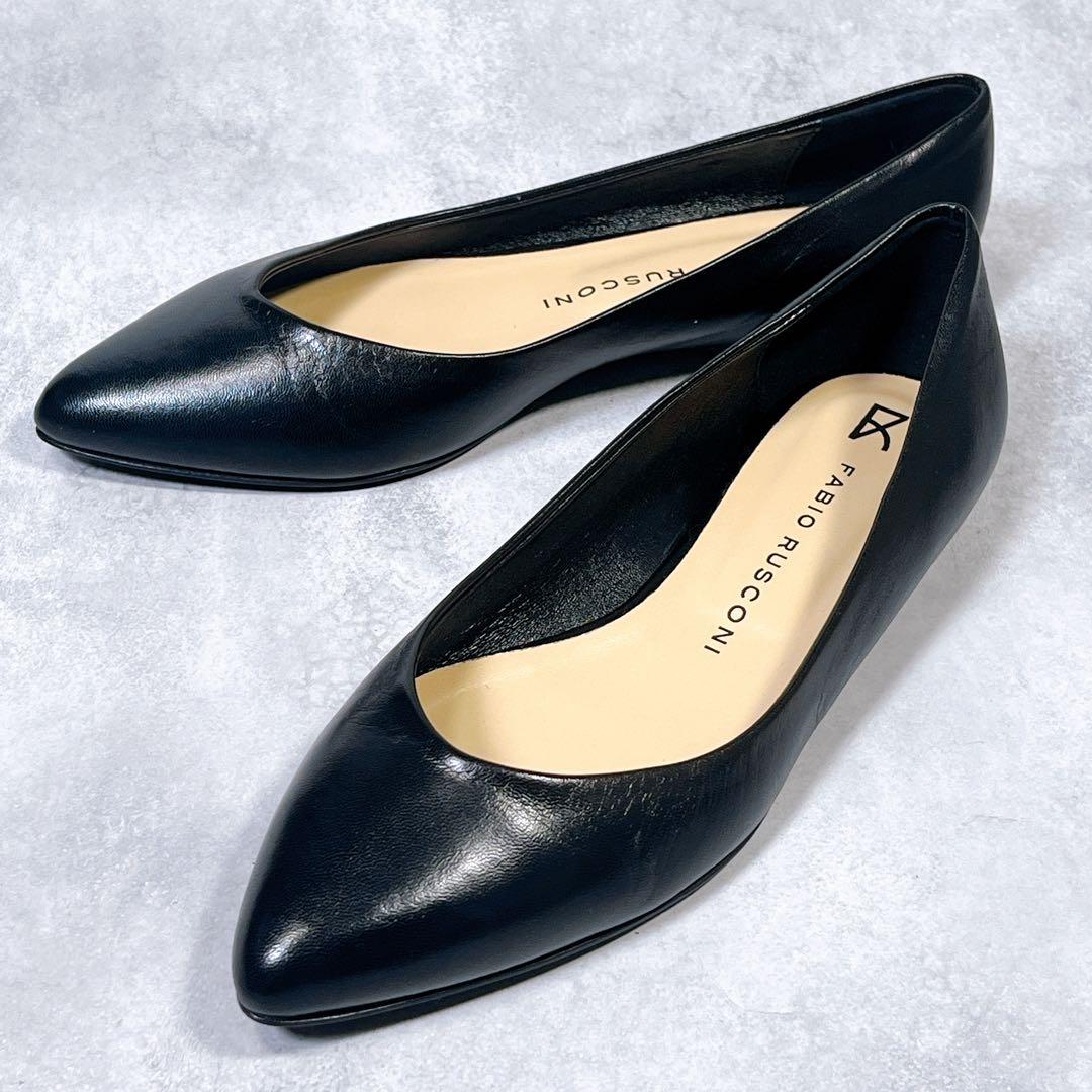 ☆未使用級☆【ファビオルスコーニ】フラットシューズ (37) 現行　レザー　黒