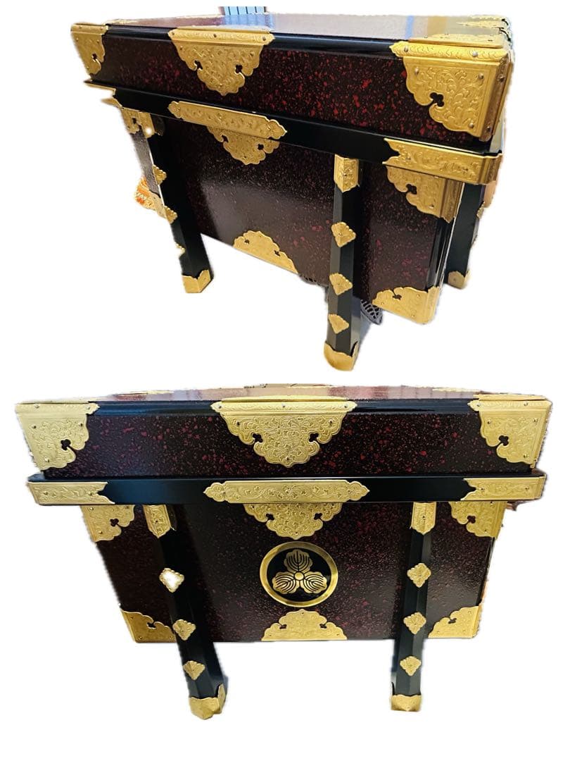 平安武久作　智尚　20号　飾兜　五月人形　正絹緋糸緘　本金箔押　唐櫃