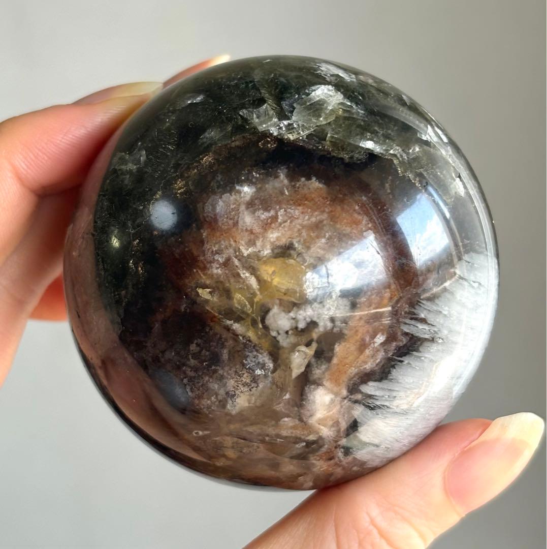 凄くレア　高品質　ルチル　フローライト　パイライト　共生　スフィア