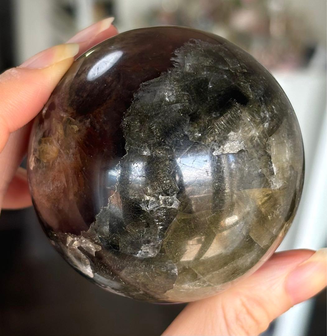 凄くレア　高品質　ルチル　フローライト　パイライト　共生　スフィア