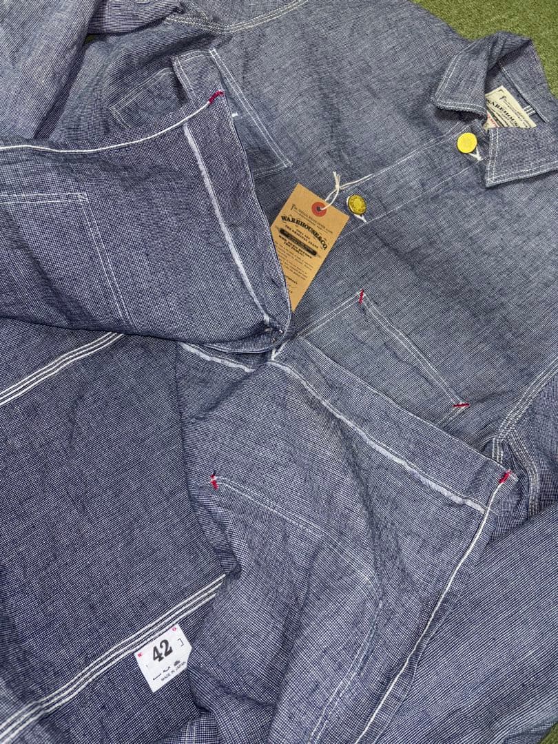 ジャケット・アウター WAREHOUSE 2195 INDIGO PINCHECK COVERALL
