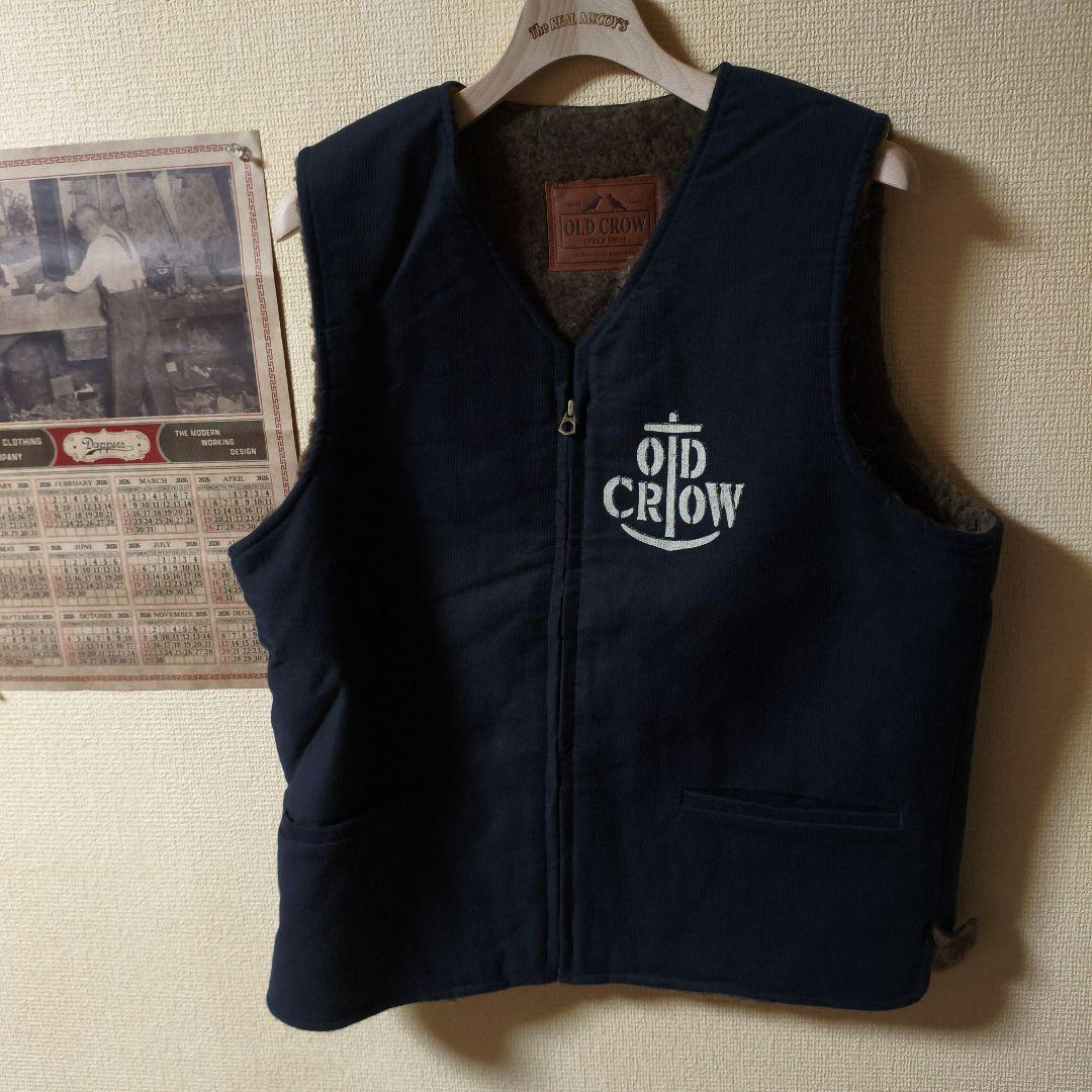 グラッドハンド　OLD CROW フリースベスト ネイビー