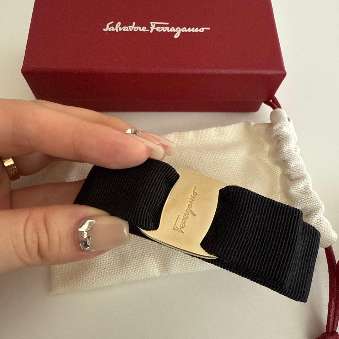 Salvatore Ferragamo ブラックリボンバレッタ