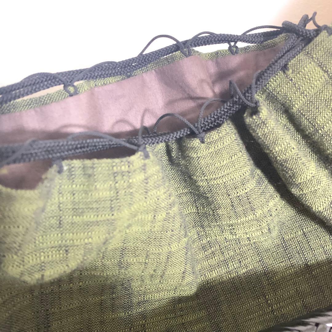 竹巧彩　竹　籠バッグ　カゴバッグ　内布あり　巾着　新品　黒　和装小物　縦横網代