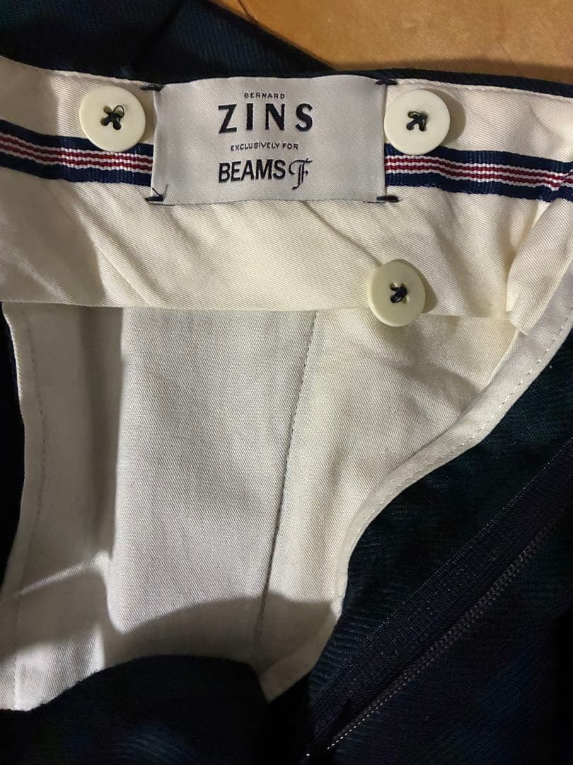 ベルナールザンス　チェック柄スラックス ダークグリーン/ネイビー