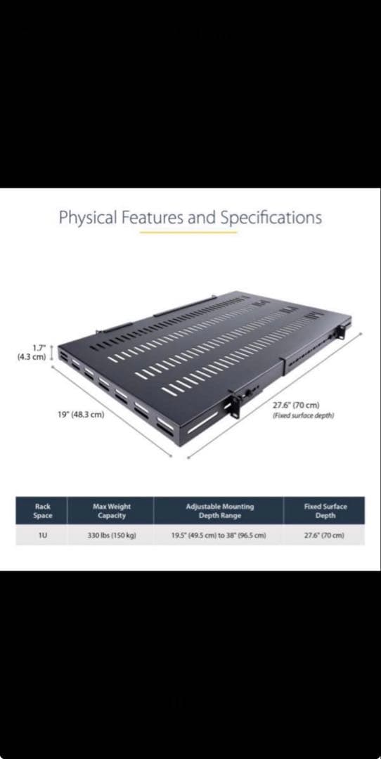 サーバーラック棚板 1U スリット付 奥行700mm　StarTech
