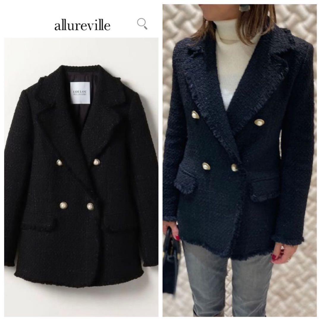 ルルウィルビー アルアバイル ファンシーツイードダブルジャケット パールボタン