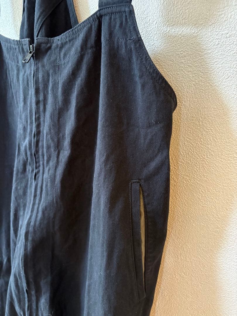 S'YTE コットン/ヘンプ ツイル オーバーオール ブラック　ヨウジヤマモト