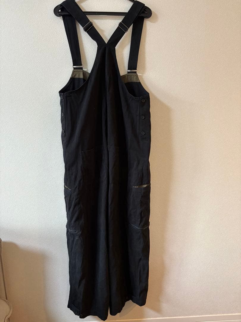 S'YTE コットン/ヘンプ ツイル オーバーオール ブラック　ヨウジヤマモト