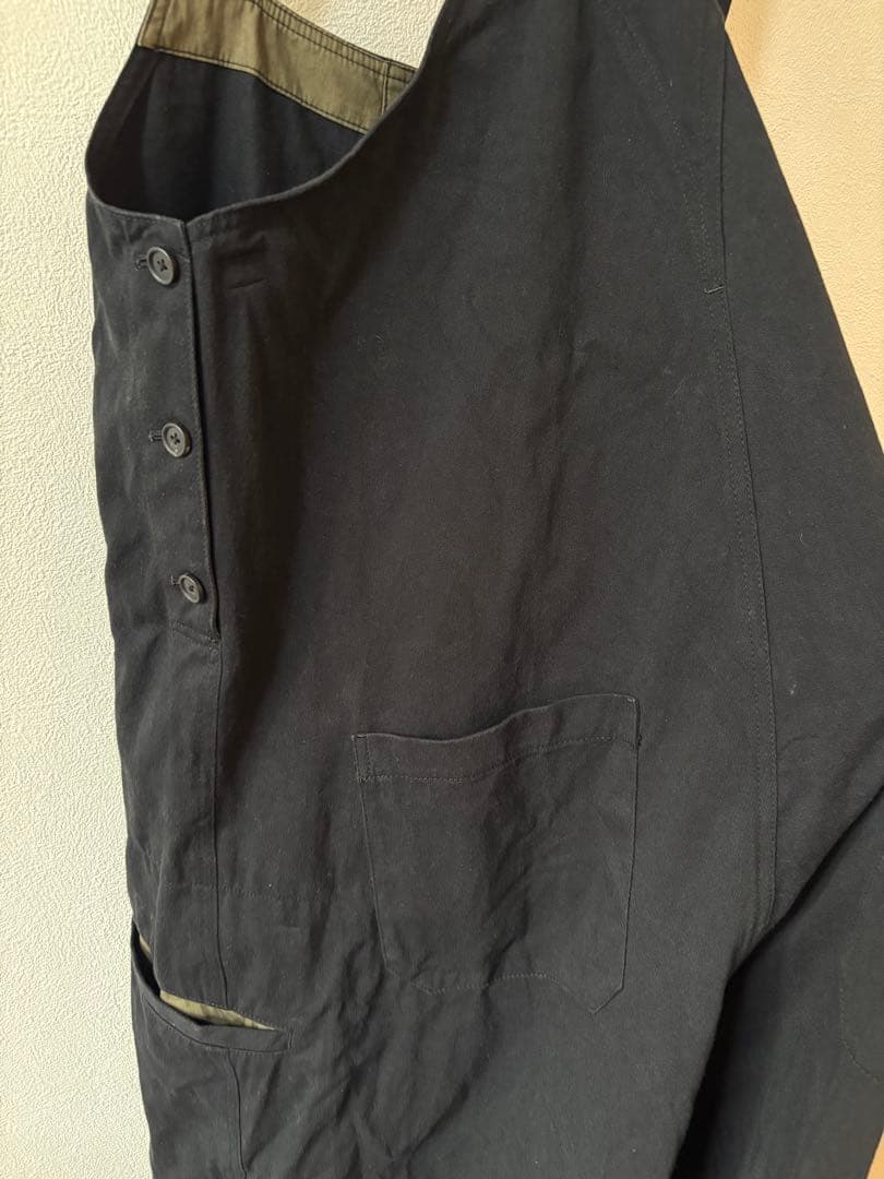 S'YTE コットン/ヘンプ ツイル オーバーオール ブラック　ヨウジヤマモト