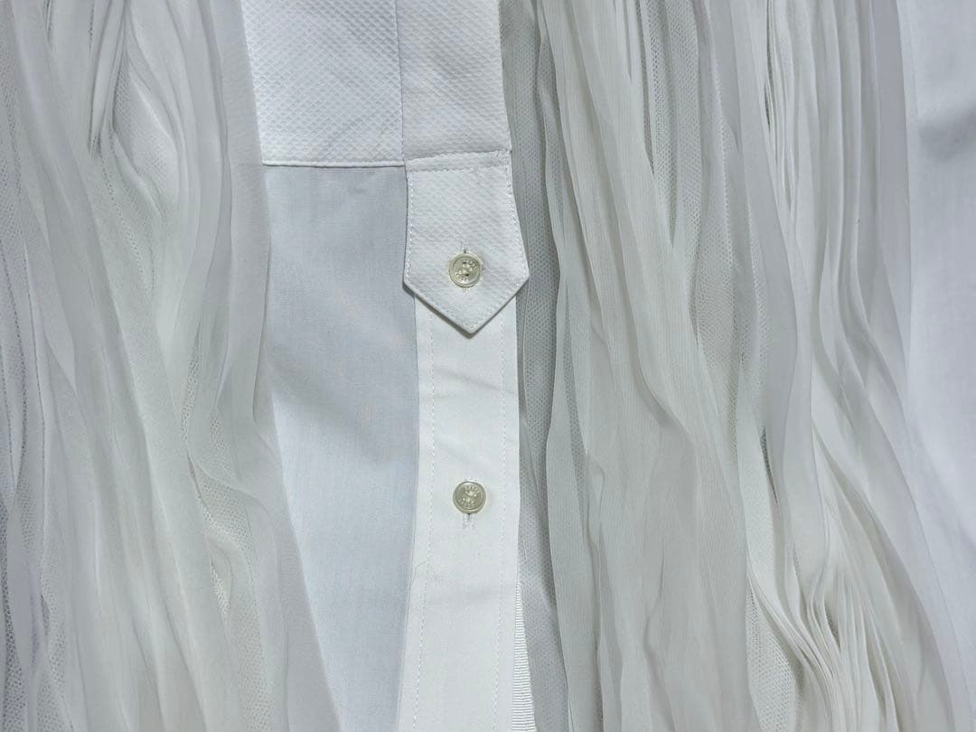 sacai サカイ ハイネックオーガンジープリーツシャツ ホワイト