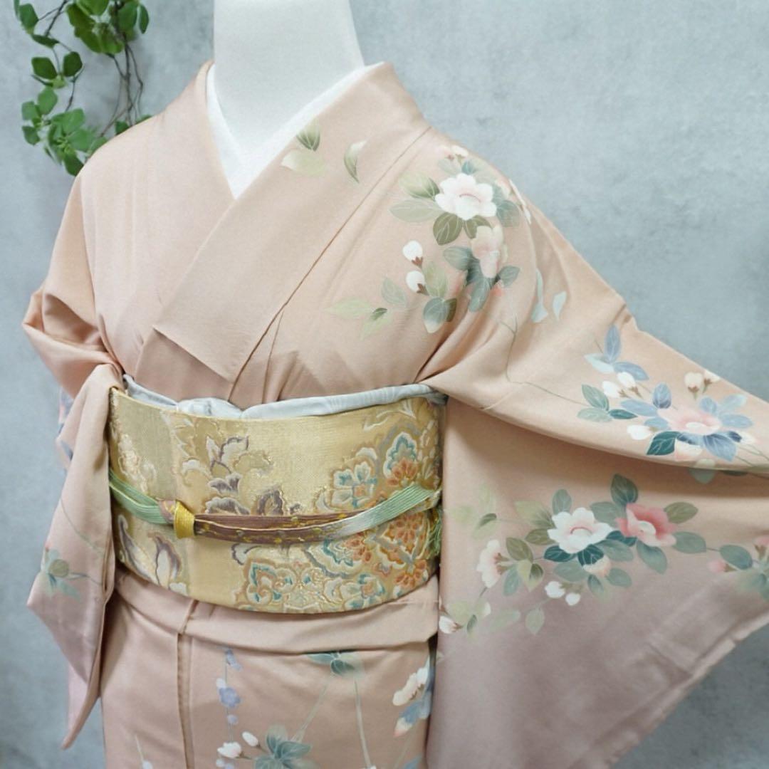 訪問着フルセット　正絹　落款　卒業式　入学式　【訪問着、袋帯、帯締め、帯揚げ】
