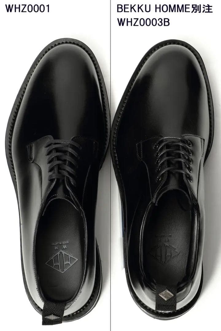 【限定】WH BEKKU HOMME Zソール プレーントゥ　オールブラック