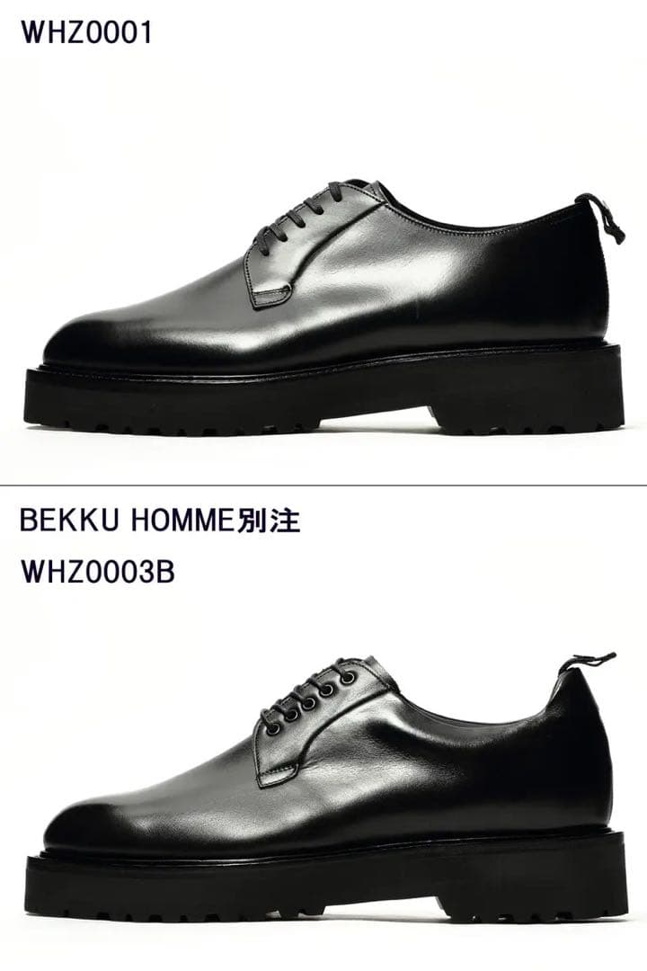 【限定】WH BEKKU HOMME Zソール プレーントゥ　オールブラック
