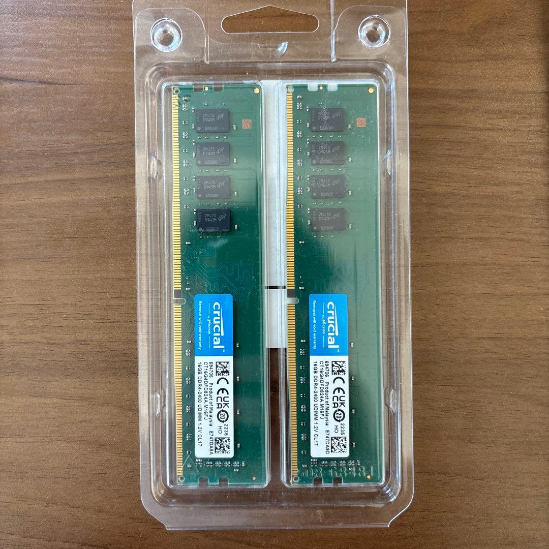 メモリー Crucial 32GB KIT DDR4-2400 UDIMM