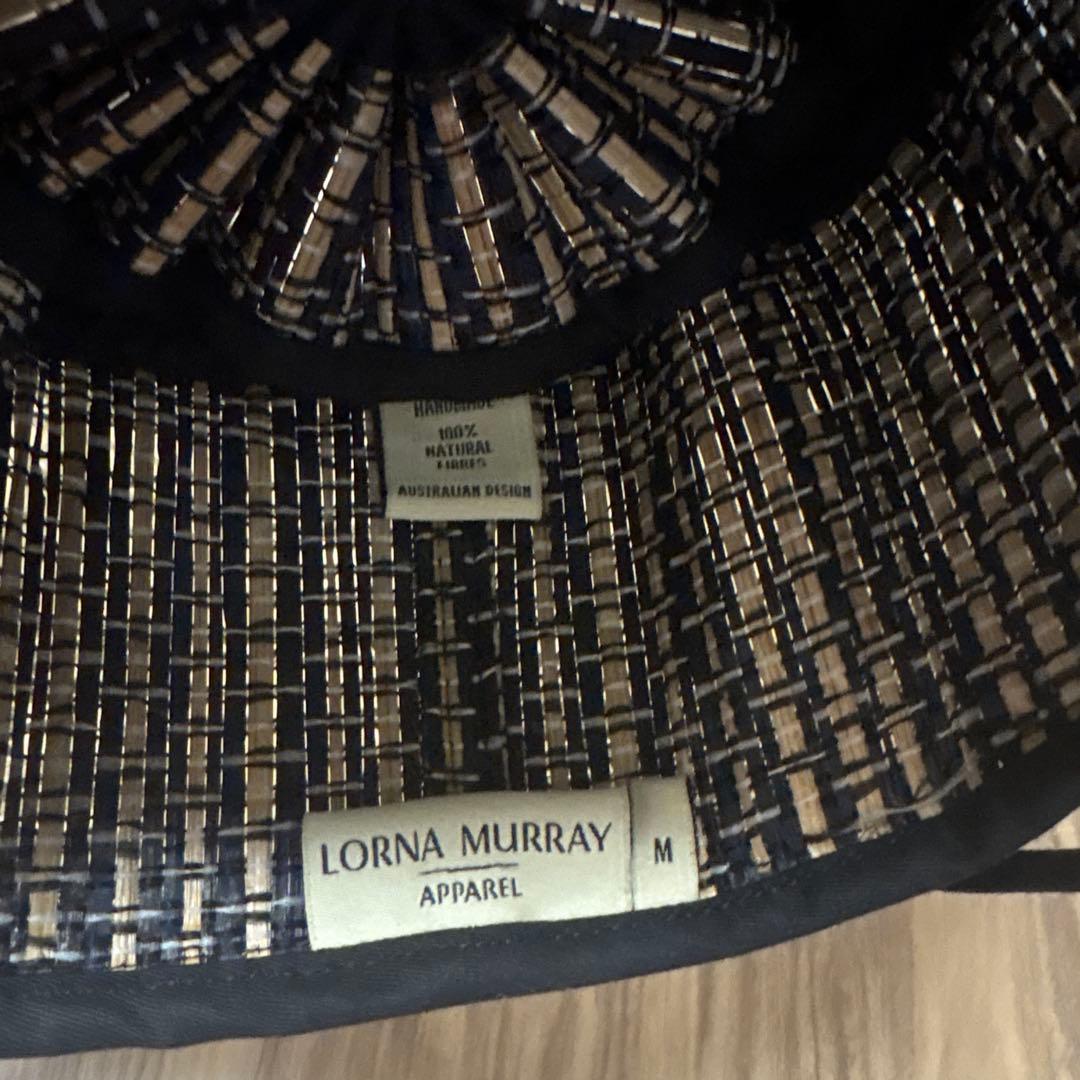 Lorna Murray 麦わら帽子 Mサイズ ブラック　ローラマーレイ