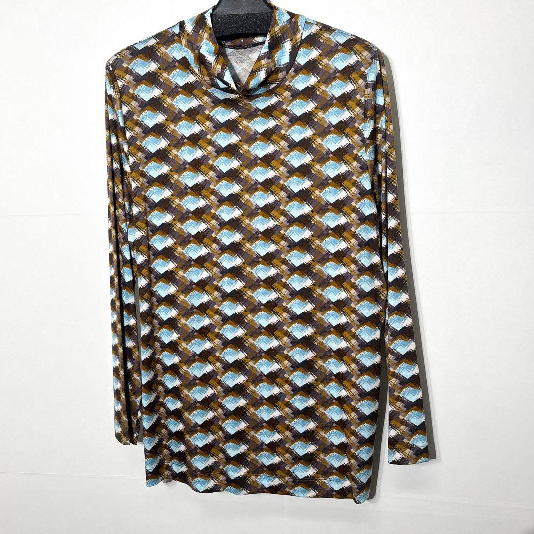 【新品】定価36,300円　レリアン　幾何学ハイネックカットソー ブルー系13＋