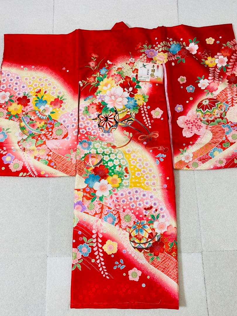 7703. 【未使用品】 絹 100% お宮参り 日本製 祝い着 初着 女の子