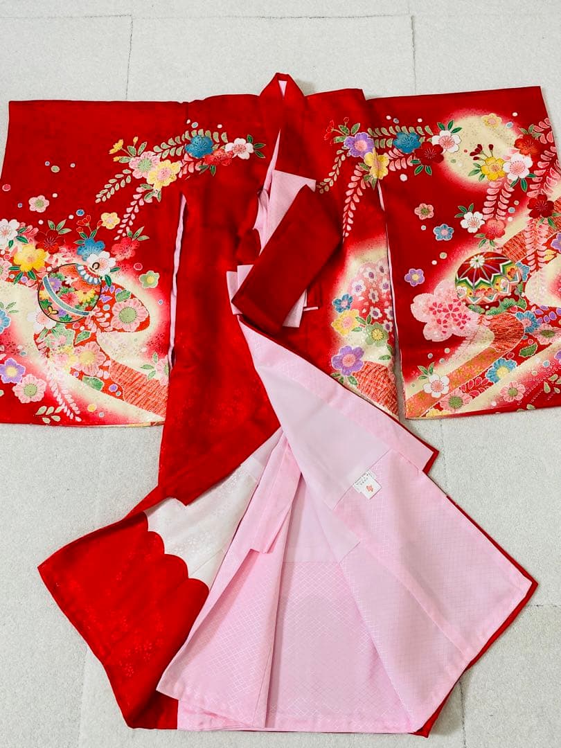 7703. 【未使用品】 絹 100% お宮参り 日本製 祝い着 初着 女の子