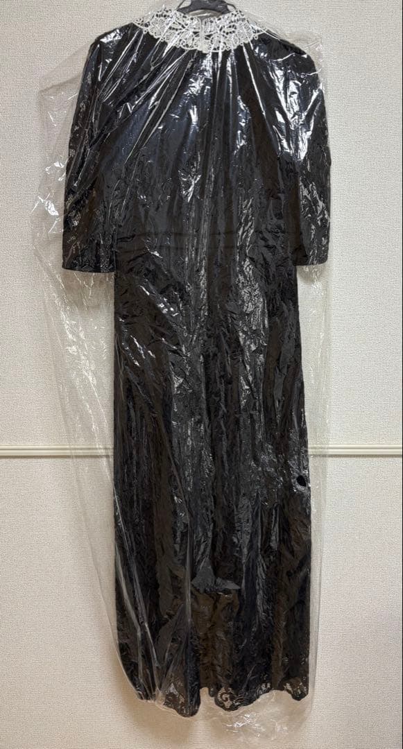 LEJA leja レースビッグカラー花柄刺繍ロングフレアドレスワンピース