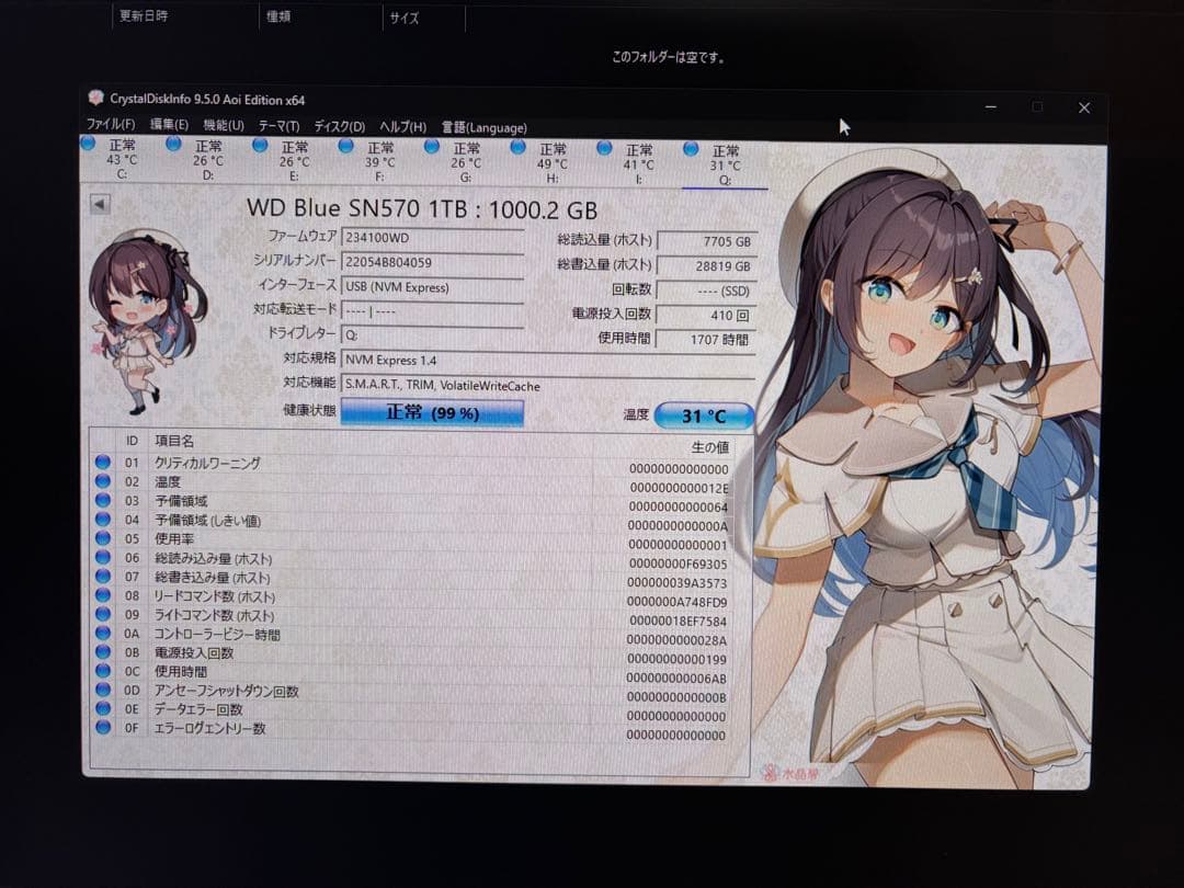内蔵型SSD WD Blue SN570 1TB NVMe SSD M.2 2280