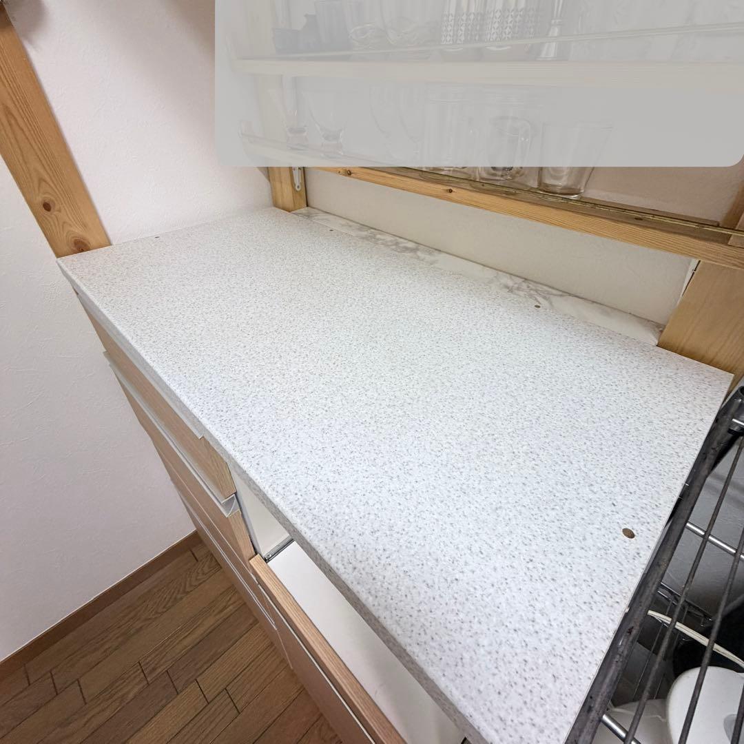 ニトリ カップボード シャロー 食器棚 木目 キッチンカウンター