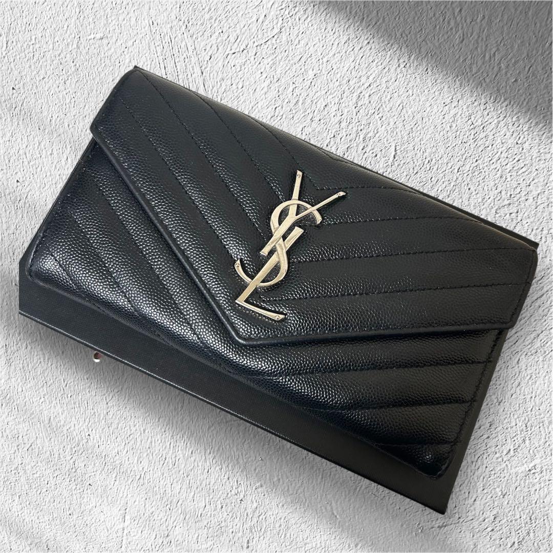 YSL イヴ・サンローラン　ブラック 長財布
