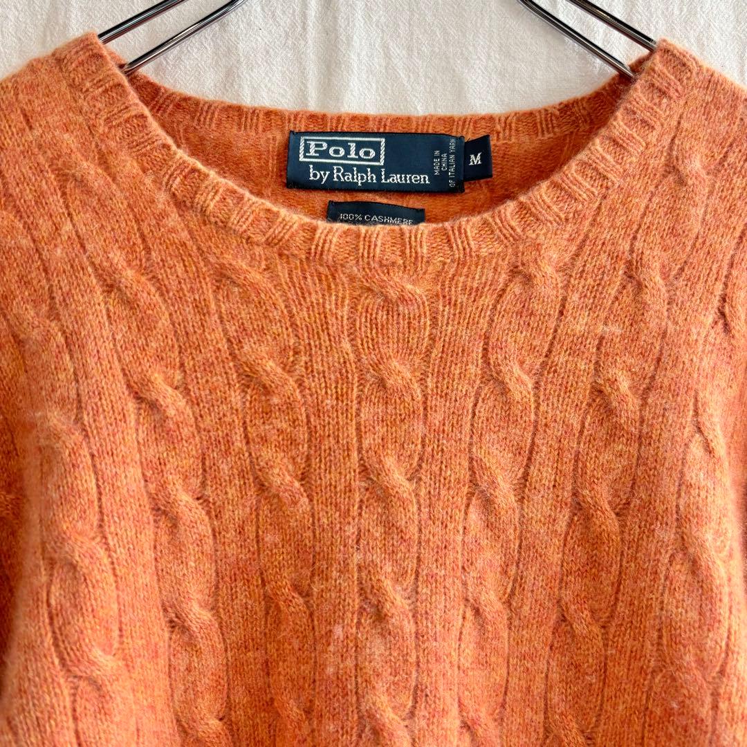 PolobyRalphLauren カシミア Uネック ケーブル編み セーター