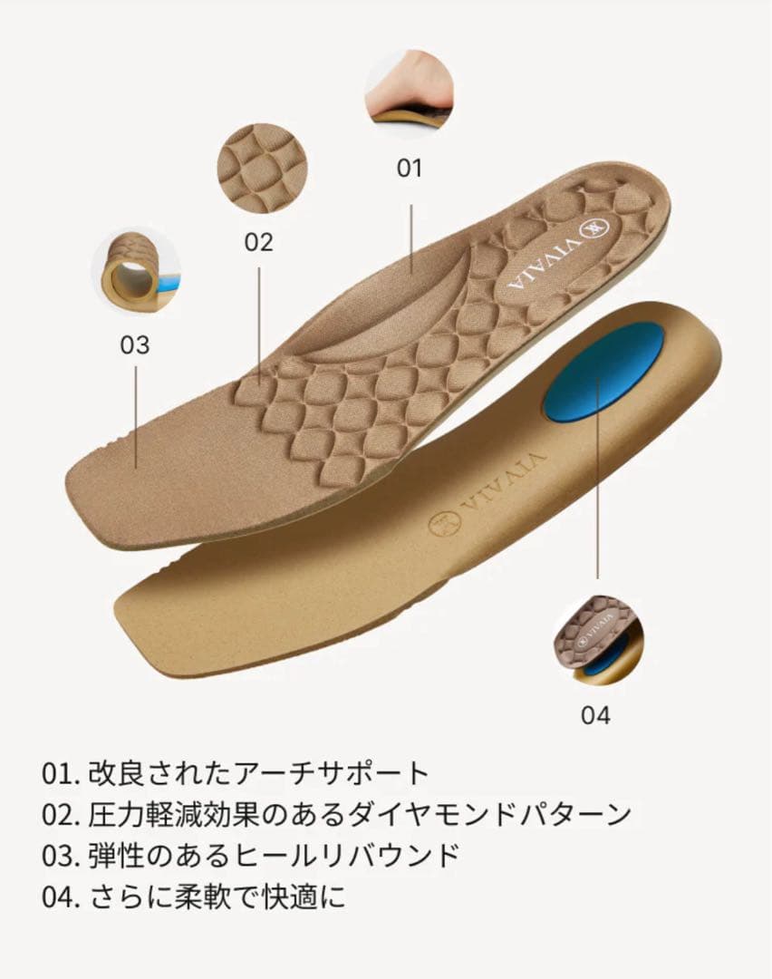 VIVAIA ネイビー フラットシューズ ワイドタイプ