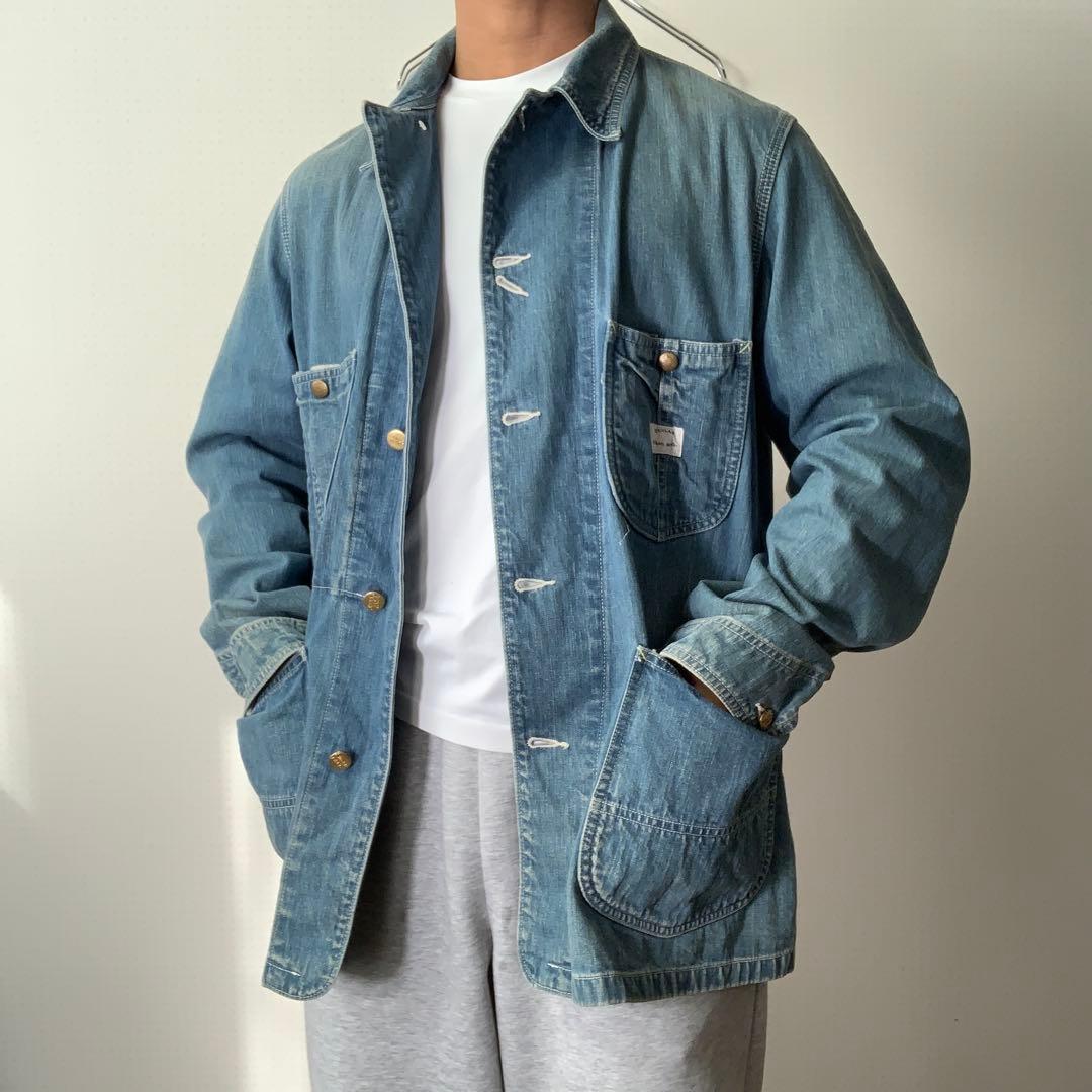 シュガーケーン 11ozデニムワークコート カバーオール ユーズドウォッシュ