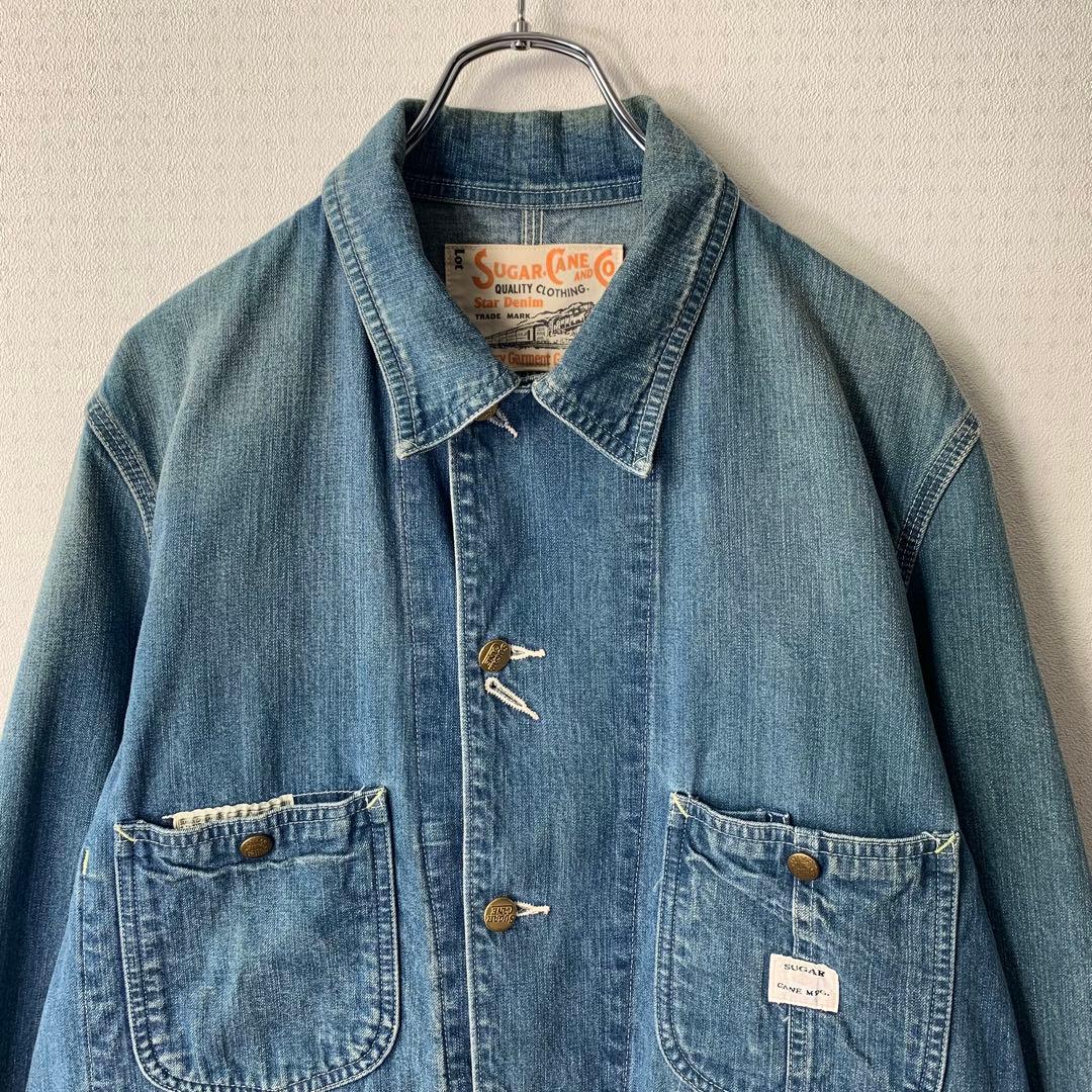 シュガーケーン 11ozデニムワークコート カバーオール ユーズドウォッシュ