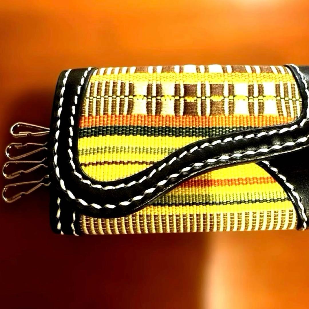 【首里織】琉球レザーL.L.A キーケース＆ブレスレットセット 沖縄伝統工芸新品