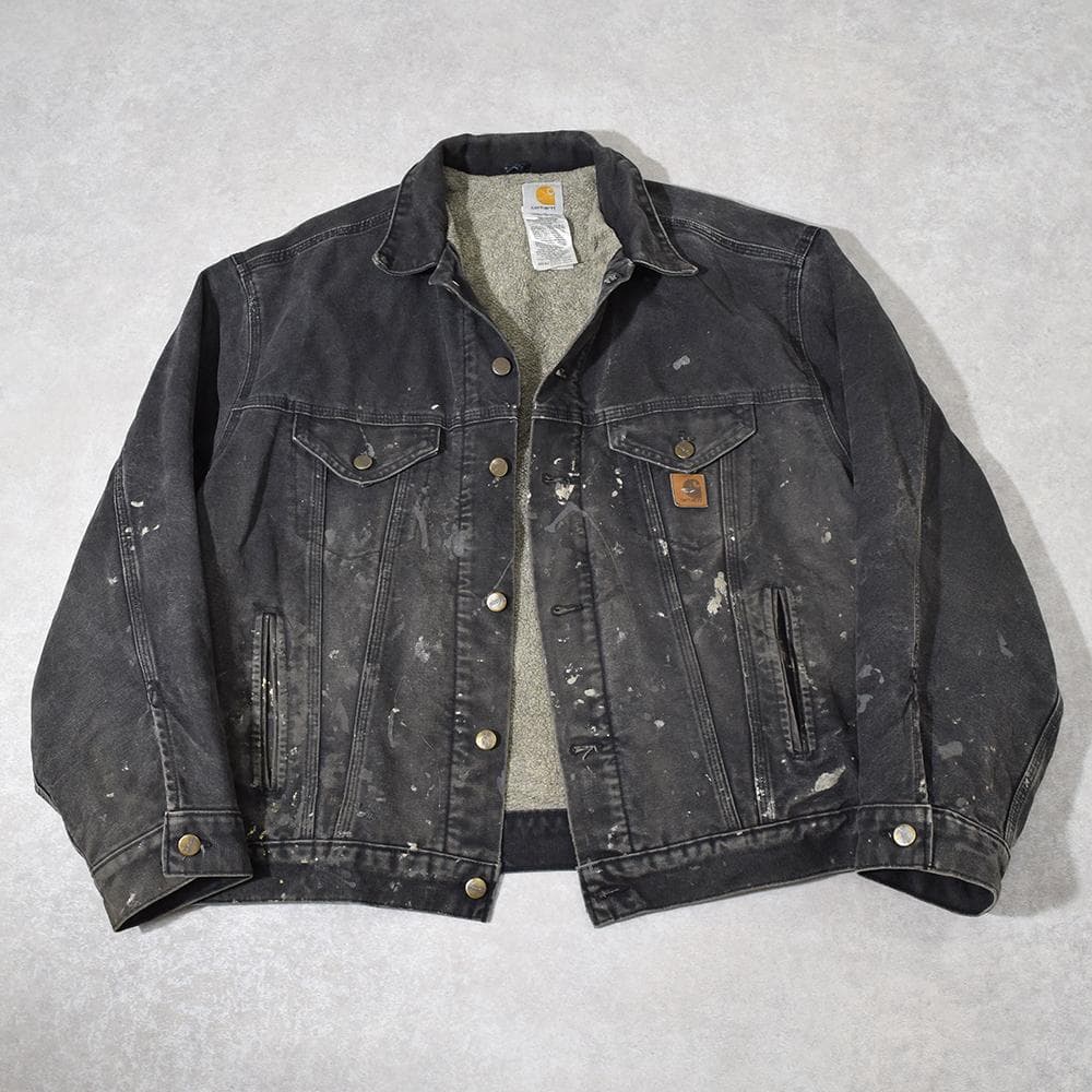 90s carhartt 激渋 ペンキ ダック トラッカージャケット 黒 XL