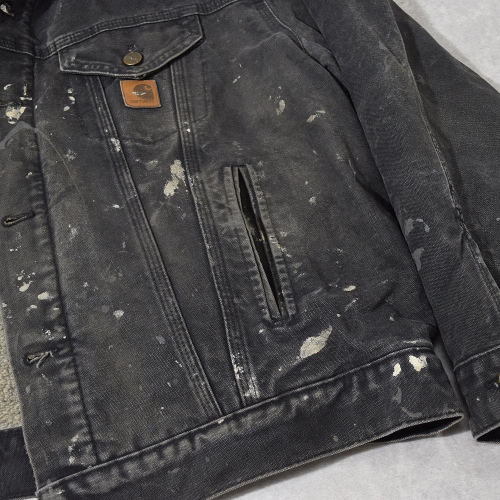 90s carhartt 激渋 ペンキ ダック トラッカージャケット 黒 XL