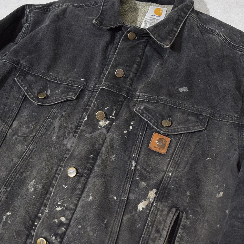 90s carhartt 激渋 ペンキ ダック トラッカージャケット 黒 XL
